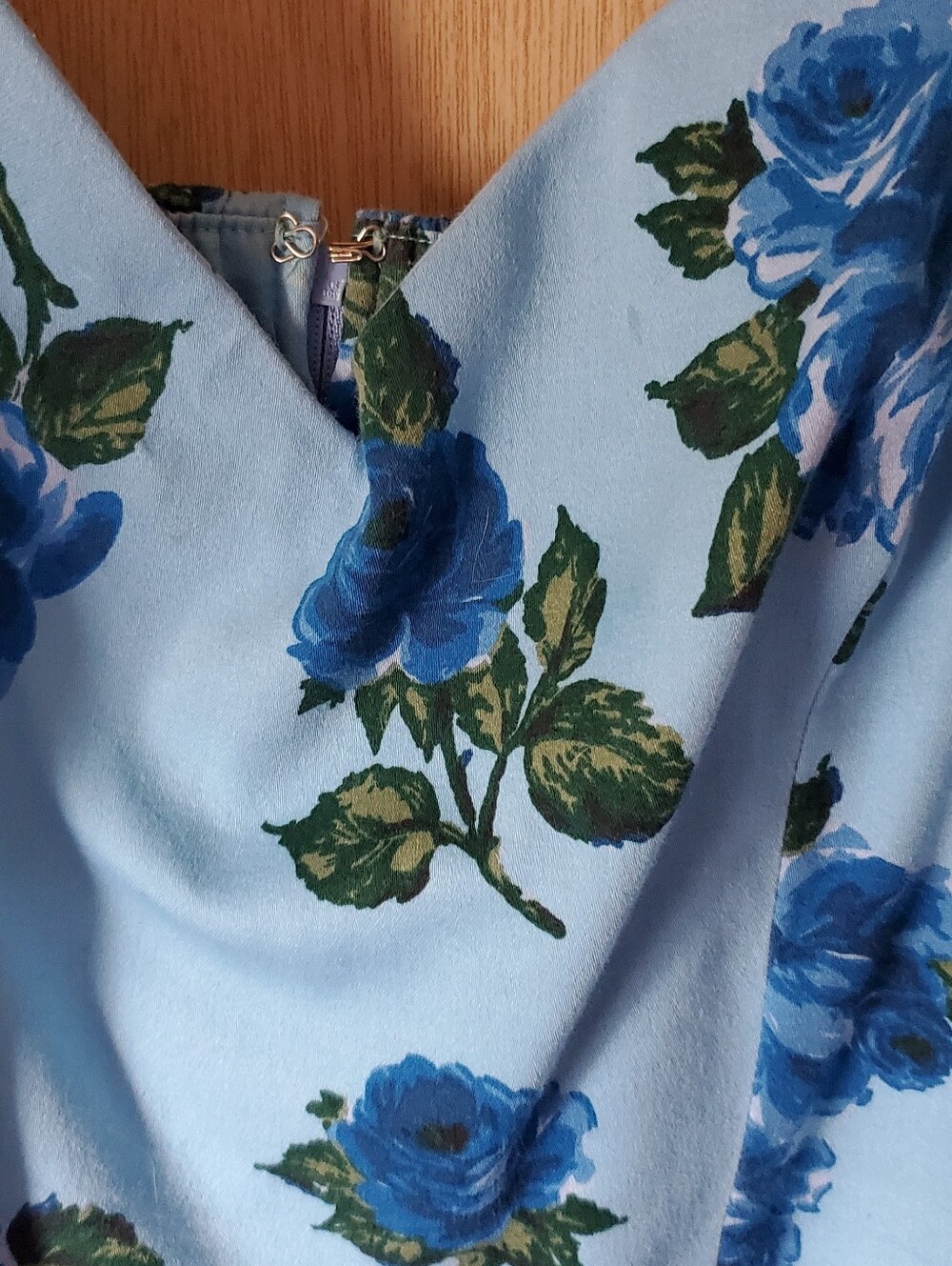 Vixen by Micheline Pitt Sweetheart Swing Dress in Blue Roses, Size 4X - Picture 9 of 12